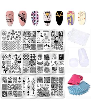 Biutee Nail Stamping Plates Kit - Vintage Ethnic Image Nail Art Stamping Templates with 1 Stamper 1 Scraper 1 Storage Bag for Manicure Art Stamp Set of 10