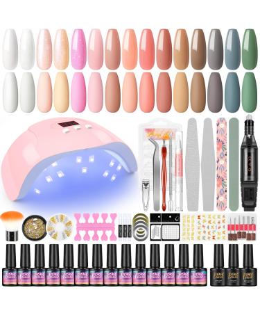 PEACECOLOR Gel Nail Polish Kit with 36W Nail Dryer 18pcs Gel Nail Polish Set with Nail Polisher 7ML No Wipe Base Top Coat Manicure Tools Nail Kit Gift for Women PH0022