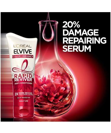 L'Oreal Paris Elvive Color Vibrancy Rapid Reviver Deep Conditioner 6 oz - Repairs Damaged Color-Treated Hair with Serum & Antioxidants - Buy Online on SooperMarket.com