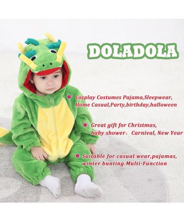 Doladola Unisex Baby Dragon Romper | Hooded Cartoon Animal Jumpsuit for Infants 0-3 Months - Buy Online on SooperMarket.com