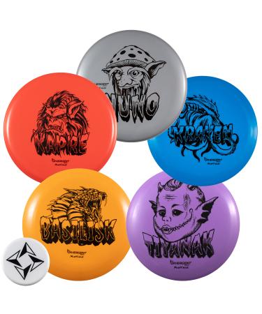 Divergent Discs 5-Disc Beginner Disc Golf Starter Set - Putter, Midrange Disc, 2 Fairway Driver Discs, Distance Disc Golf Driver, and Mini Disc for Disc Golf Beginners
