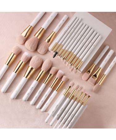 BEILI 30Pcs Professional Makeup Brush Set - Vegan Synthetic Kabuki Brushes for Face, Eyes, and Blush - Pearl White/Rose Gold - Buy Online on SooperMarket.com
