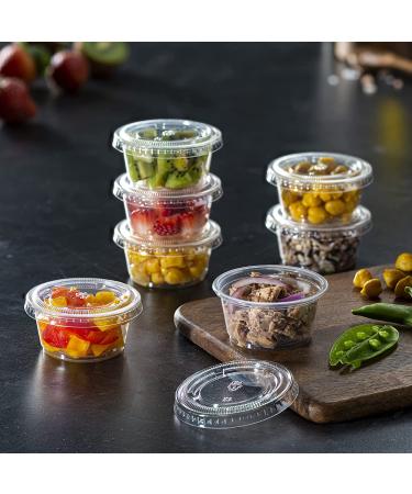 Pantry Value 100 Sets - 2 oz. Jello Shot Cups with Lids - Small Plastic Condiment Containers for Sauce, Dressings, Ramekins - Portion Control - Clear - Buy Online on SooperMarket.com