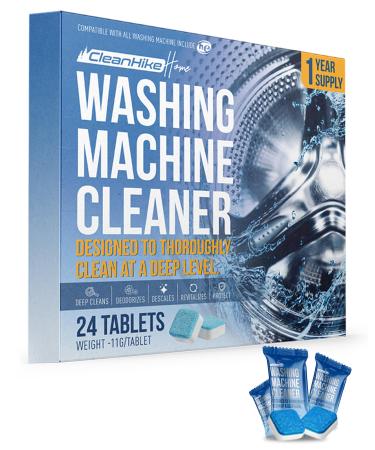 Washing Machine Cleaner Descaler Tablets - (24 Tablets 1 Year Supply) Eco-Friendly Deep Cleaning Tablets for HE Front & Top Loader Washer Remove Ordor Grime Buildup Residue Eliminator 1 Count (Pack of 1) 1.0