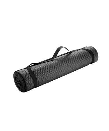 Mind Reader YOGAPVC-BLK All Purpose Extra Thick Yoga Fitness & Exercise Mats with Carrying Strap, High Density Anti-Tear Black