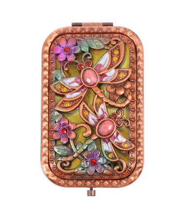 Beaupretty Moms Gift Folding Pocket Mirror Retro Makeup Mirror Double- Sided Small Mirror Square Portable Hand Mirror  Dragonfly Travel Makeup Mirror Claret