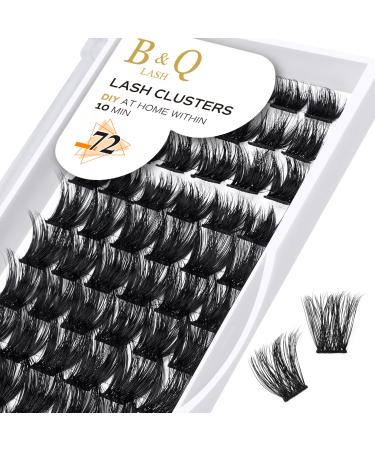 Cluster Lashes D Curl 12mm 72 Clusters B&Q Lash Clusters C D Curl Individual Cluster Lashes Mega Volume Eyelash Clusters DIY Lash Extensions Soft Fluffy Cluster Eyelash Extensions (B06 D-12mm) D-12 mm B 06