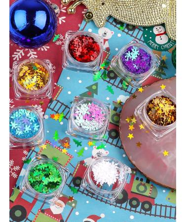 Ebanku 8 Boxes Christmas Nail Art Sequin Snowflakes Glitter | Holographic Christmas Nail Flakes & DIY Decorations - Buy Online on SooperMarket.com