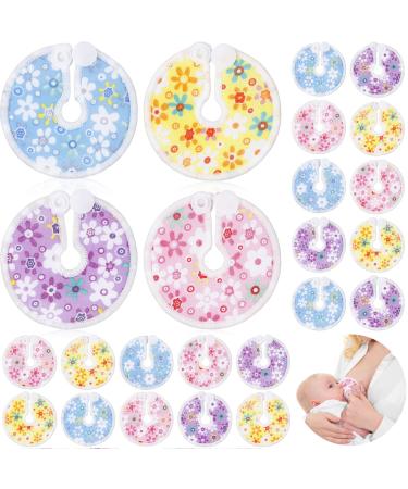 32 Pieces G Tube Pads Holder Cotton Pads for Feeding Support Abdominal G Tube Button Covers Reusable Feeding Tube Supplies Soft G Tube Covers for Breastfeeding Nursing Care 4 Designs (Fresh Flower)