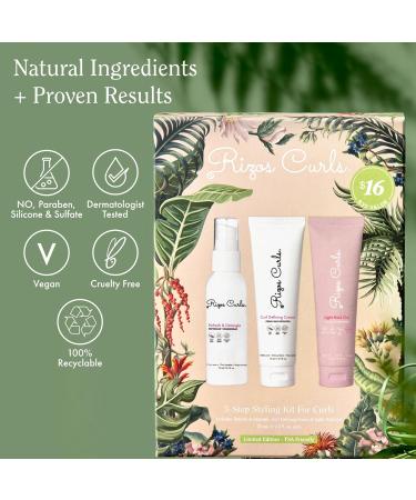 Buy Rizos Curls 3-Step Styling Kit | Enhance Define & Add Volume to Curls | Frizz Control & Shine - International Shipping Available - Buy Online on SooperMarket.com