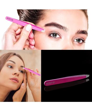 Professional Stainless Steel Eyebrow Tweezers for Precision Plucking and Ingrown Hair Removal - Pink - Buy Online on SooperMarket.com