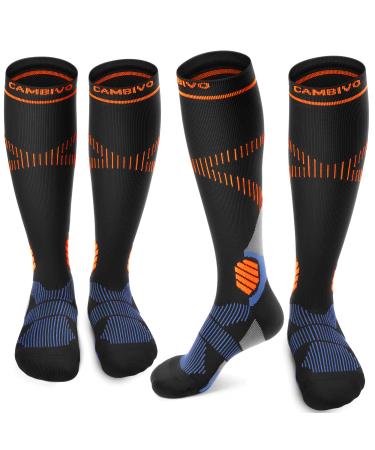 Cambivo compression stockings women men 2 pair support stockings 15-20 mmHg padded compression socks compression socks breathable throbosis socks for sports trip flight swelling everyday life xxl black