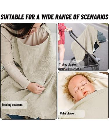 Nursing Apron & Cover | Darryy Muslin Breastfeeding Scarf | Breathable Cotton 75x95 cm Multi-Purpose Khaki Cover for On-the-Go Moms - Buy Online on SooperMarket.com