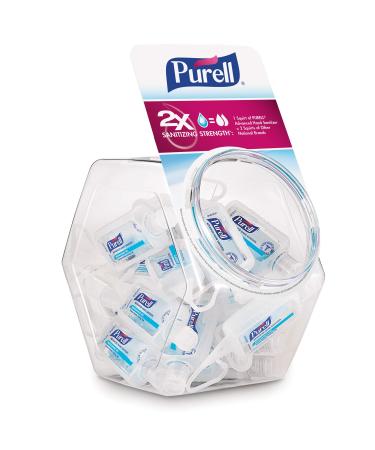 PURELL Advanced Hand Sanitizer Refreshing Gel for Workplaces Clean Scent 1 Fl Oz Travel Size Flip-Cap Bottle with Jelly Wrap Carrier and Display Bowl (Pack of 25) 3900-25-BWL