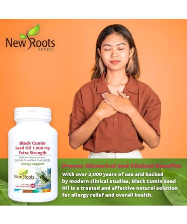 New Roots Herbal - Black Cumin Seed Oil 1000mg Extra Strength 60 Softgels Made with Premium Organic First Cold-Pressed Black Seed Oil for Allergy Support - Pure Black Seed Oil for Overall Wellness - Buy Online on SooperMarket.com