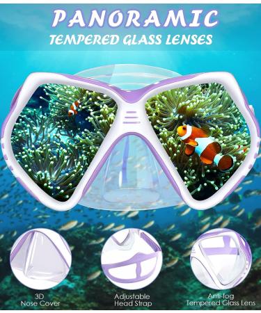 Seago Kids Swim Goggles with Nose Cover | Anti-Fog, Panoramic View, Purple | Ages 6-14 - Buy Online on SooperMarket.com