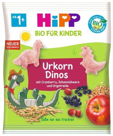 HiPP Organic for Children Snack Products Ancient Grain Dinosaurs Pack of 9 (9x30g)