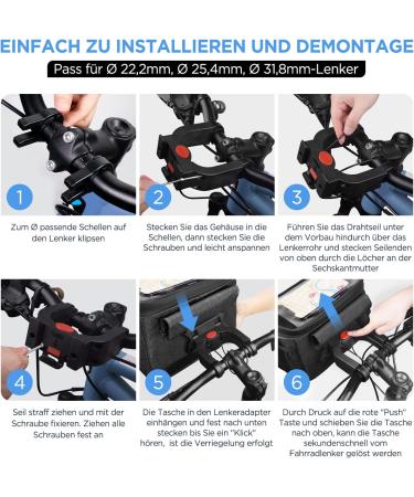 Waterproof Bicycle Handlebar Bag with Adapter | E-Bike & Bike Cell Phone Holder | 5.3L Adjustable Backpack - Buy Online on SooperMarket.com