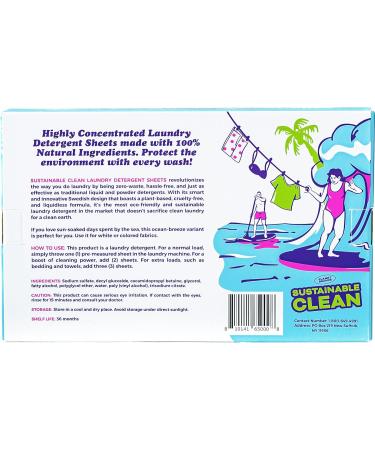Eco-Friendly Laundry Detergent Sheets - 50 Sheets Up to 100 Loads Liquidless & Sustainable Ocean Breeze - Made in Sweden - Buy Online on SooperMarket.com