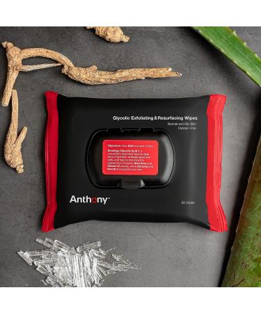 Anthony Glycolic Exfoliating & Resurfacing Wipes - 30 Count - Gentle Pore Refining for Normal, Oily, or Sensitive Skin - Buy Online on SooperMarket.com
