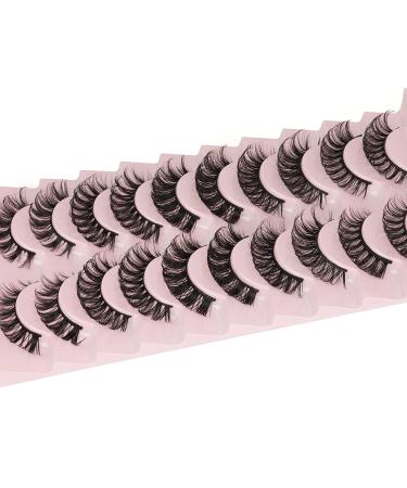 Yawamica D Curly Strip Lashes - 10 Pairs Russian Volume Mixed Natural Wispy Mink False Eyelashes - Buy Online on SooperMarket.com