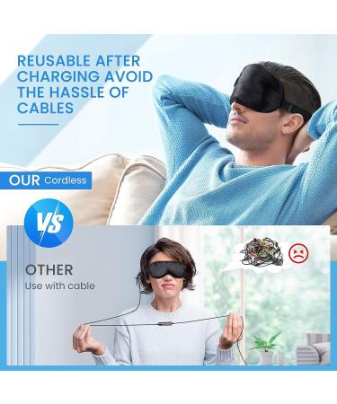 Heated Eye Mask for Dry Eyes - Cordless Electric USB Rechargeable Heating Pad for Stye Sinus MGD - Hot Therapy Compress for Men Women - Silk Sleep Mask - Black - Buy Online on SooperMarket.com