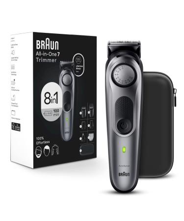 Braun All-in-One Style Kit Series 7 7410, 8-in-1 Trimmer for Men with Beard Trimmer, Body Trimmer for Manscaping, Hair Clippers & More, Brauns Sharpest Blade, 40 Length Settings, Waterproof