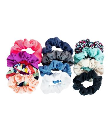 Scunci Original Scrunchies - Mixed Textures & Colors (12-Pieces) - White, Black, Coral, Mint, Blue, Grey & More - Buy Online on SooperMarket.com
