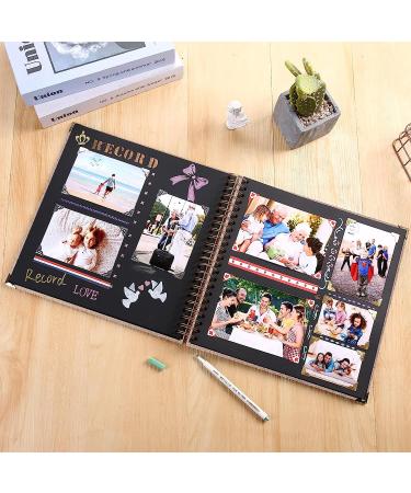 10x10 Inch DIY Scrapbook Album Black Hardcover Kraft 80 Pages - Family, Wedding, Anniversary, Baby First Memories - Black Paper Scrapbooking Album - Buy Online on SooperMarket.com