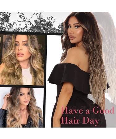 REECHO Blonde Hair Extensions 4PCS Clip in Hair 20 Thick Long Beach Wave Synthetic Hairpieces 6H12-Chocolate Brown with Blonde Highlights, 24 Inch, Pack of 4, 280g - Buy Online on SooperMarket.com