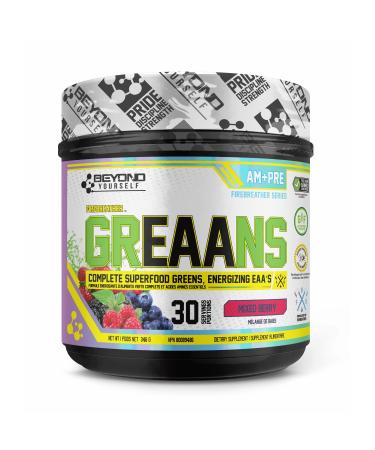 Beyond Yourself - GrEAAns Superfood Greens and EAA Blend | 4000mg Organic Superfood 2625mg Vegan EAAs | Sugar-Free Zero Calories No Synthetic Additives | Optimizes Health Performance and Recovery | Mixed Berry