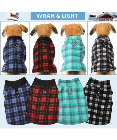 Winter Fabric Dog Sweater with Leash Ring - Plaid S | Warm Fleece Vest Pullover Jacket for Small Dogs and Cats - Buy Online on SooperMarket.com
