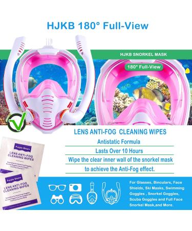 Full Face Snorkel Mask with Anti-Fog Wipes | 180 Panoramic HD View | White & Pink | Adults & Kids - Large-X-Large - Buy Online on SooperMarket.com