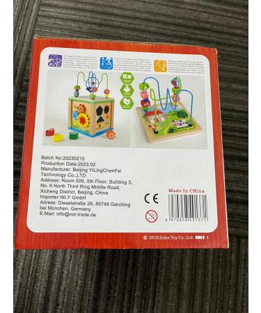 6-in-1 Wooden Motor Cube Activity Center for Toddlers - Pearl Labyrinth & Shape Sorting Toy for Kids Age 1-3 - Buy Online on SooperMarket.com