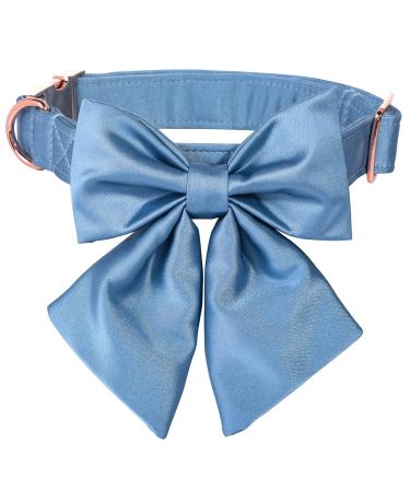 Lionet paws dog collar fly - comfortable silk dog collar with removable fly for puppies and cats neck 20-30cm XS collar & fly (1 pack) blue