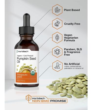 Organic Cold Pressed Pumpkin Seed Oil 4 oz | 100% Pure Extra Virgin | Vegetarian, Non-GMO, Gluten Free | for Hair and Face by Horbaach - Buy Online on SooperMarket.com
