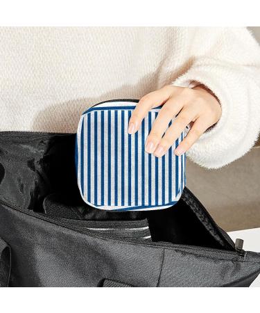 Blue & White Stripes Sanitary Napkin Storage Bag | Menstrual Cup & Nursing Pad Holder | Portable Period Pouch for Women & Teen Girls - Multi-Colored | 1Pc - Buy Online on SooperMarket.com