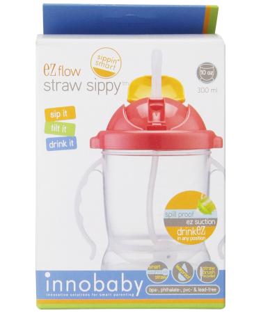 Innobaby Sippin' Smart EZ Flow Straw Sippy Cup  Pink  10 Ounce (SIP-103) Pink 10 Ounce