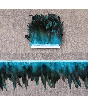 Lyras Turquoise Rooster Feathers Fringe Trim 5-7 inch Width - Pack of 2 Yards for Clothing, Costumes, Crafts - Buy Online on SooperMarket.com