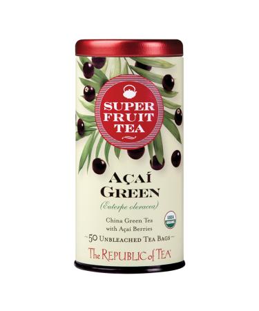 The Republic of Tea - Acai Berry Green Tea, 50 Tea Bags, Tin | Gourmet, Caffeinated, Superfruit Tea Acai SuperFruit 50 Count (Pack of 1)