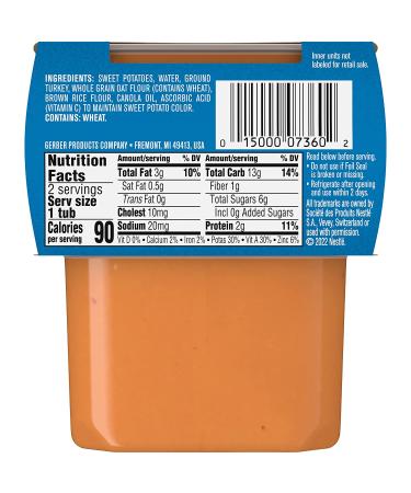 Gerber Sweet Potato Turkey 2nd Foods Dinner - Whole Grains 4 oz (2 Pack) - Baby Food - Buy Online on SooperMarket.com