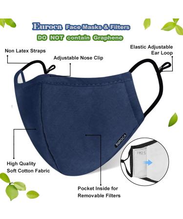 Euroca Face Masks Reusable with Filters Made from Cotton Fabric Washable With Nose Clips Adjustable Ear Loop For Men Women Teens -2 Filters Included ... - Buy Online on SooperMarket.com