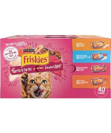 Friskies Purina Wet Cat Food Variety Pack Prime Filets Variety Pack 5.5 Ounce (Pack of 40)