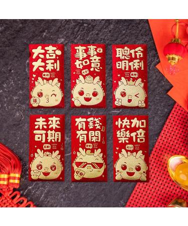 Generic 6pcs Traditional 2024 New Year Hong Bao Red Envelopes Year of The Dragon Hongbao Red Packet for Birthday Spring Festival Wedding Style B - Buy Online on SooperMarket.com