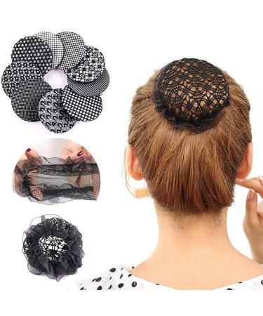 WSERE 12 Pcs Women Hair Snood Net Bun Cover Knit Hairnet  Non-slip Net Bun Snood  Black Mesh Work Hairnets for Womens Girls  Formal Classy Crochet Snood Knit Bun Covers Holder Hair Wrap 9 Styles