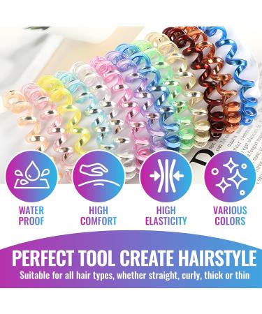 10 Pcs Spiral Hair Bobbles - Elastic Telephone Cable Hair Ties for Women & Girls - Traceless Assorted Colors - Buy Online on SooperMarket.com