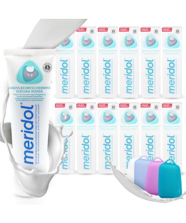 Meridol Toothpaste Gum Protection 75 ml set of 12 (12 x 75 ml) and Celexqua Toothbrush Cap Meridol Toothpaste 75 ml (pack of 12)