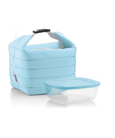 Guzzini Small Thermal Bag W/Airtight Container Handy (Bag) 22 x 18 x h22 cm (Container) 19 6 x 19 6 x h7 cm - 1400cc One Size Matt Blue