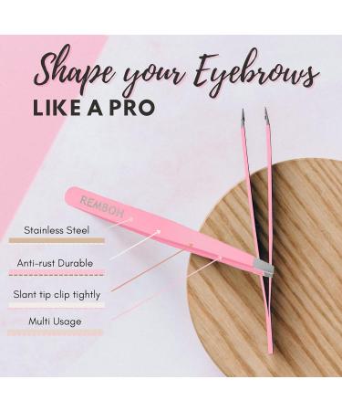 Remboh Professional Stainless Steel Slant Tweezers - Precision Eyebrow Tweezers (Pink, Pack of 2) - Buy Online on SooperMarket.com