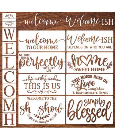 Welcome Stencils for Painting on Wood Farmhouse Stencils for Painting Plastic Welcome Stencil Letter Word Painting Stencils for Wall Wood Porch Sign Home